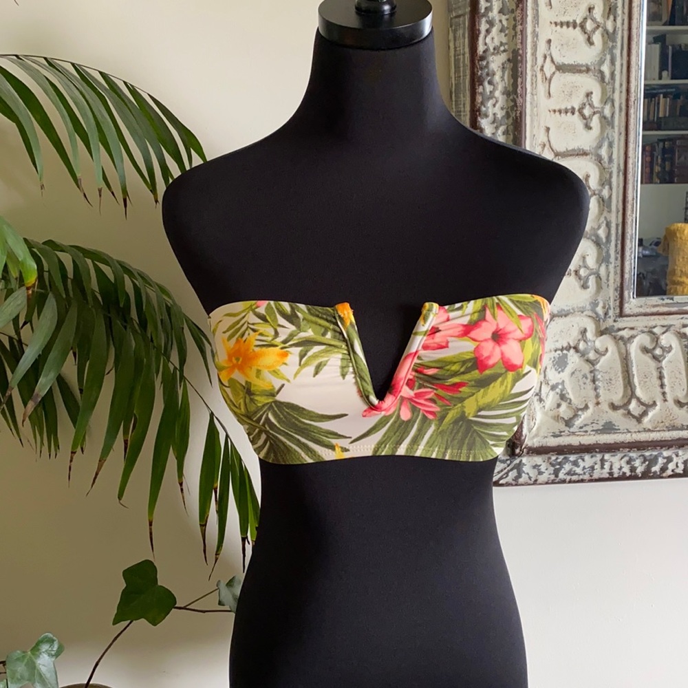 ✨NEW LIST✨Bandeau Strappy Tropical Swim Top V Down - Picture 2 of 4